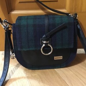 Mucros Weavers Purse, Wool w/Leather Strap, Blackwatch Plaid, Made in Ireland
